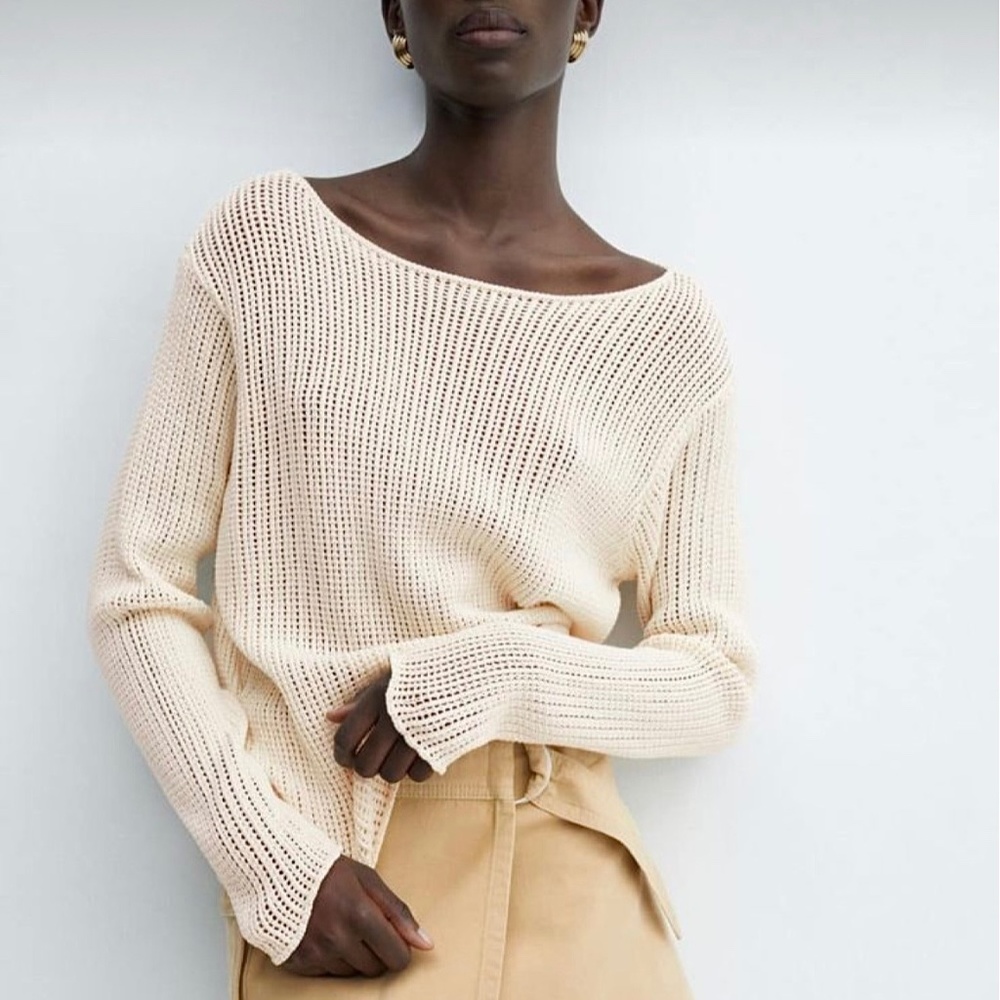 Boat Neck Cotton Sweater from Mango